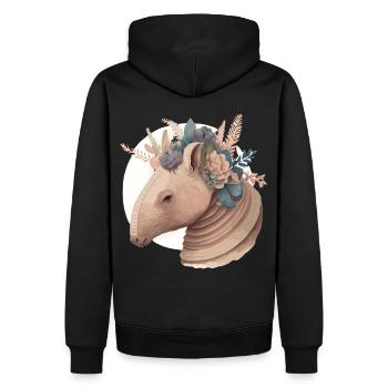 Fleur de tatou mignon Couronne Aquarelle Animal Love - Sweat à capuche Premium bio Homme - noir - Dos - Nico (187cm)