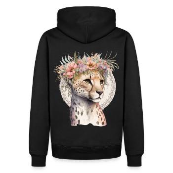 Mignon Cheetah Flower Crown Boho Esthétique - Sweat à capuche Premium bio Homme - noir - Dos - Nico (187cm)
