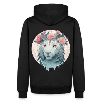 Safari à l’aquarelle de la couronne de tigre du Bengale blanc - Sweat à capuche Premium bio Homme - noir - Dos - Nico (187cm)