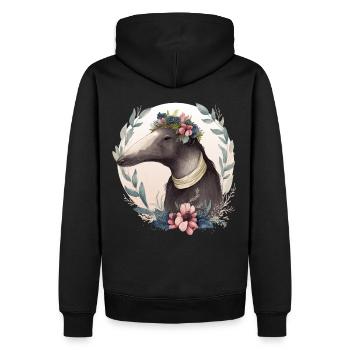 Watercolor Anteater Flower Crown Floral Anteaters - Männer Premium Bio Hoodie - Schwarz - Hinten - Nico (187cm)
