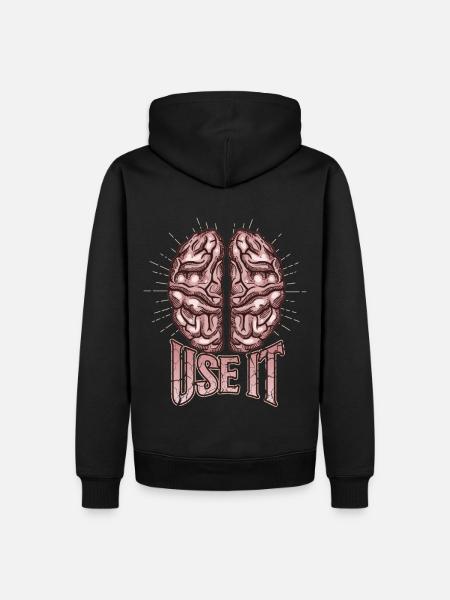 Brain, funny saying, use-it - Men’s Premium Organic Hoodie - black