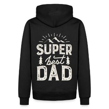 Super-best-papa, drôle de dicton vintage de la fête des pères - Sweat à capuche Premium bio Homme - noir - Dos - Nico (187cm)