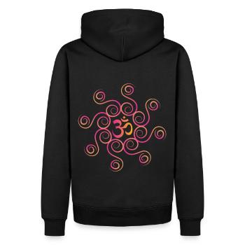 Om-Symbol Om-Zeichen Om-Mantra Yoga-Yogi-Mandala - Männer Premium Bio Hoodie - Schwarz - Hinten - Nico (187cm)