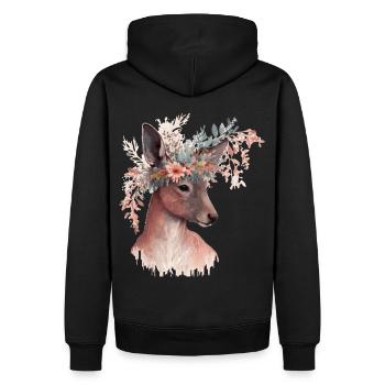 Cute Kangaroo Flower Crown Floral Kangaroo Lover - Men’s Premium Organic Hoodie - black - Back - Nico (187cm)