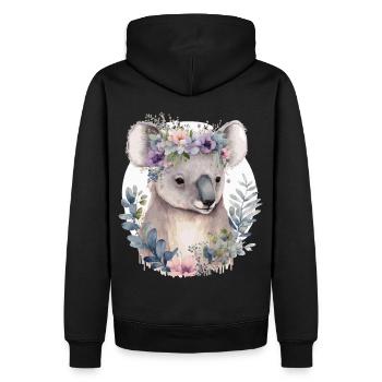 Watercolor Koala Bear Flower Crown Floral - Männer Premium Bio Hoodie - Schwarz - Hinten - Nico (187cm)