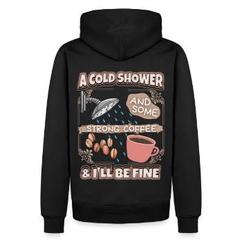 Gueule de bois café fort et douche dicton drôle - Sweat à capuche Premium bio Homme - noir - Dos - Nico (187cm)
