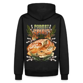 Kleines Reh, Rehkitz im Wald, Spruch - Männer Premium Bio Hoodie - Schwarz - Hinten - Nico (187cm)