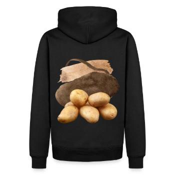 Pomme de terre, Potato Design, Pommes de terre végétaliennes - Sweat à capuche Premium bio Homme - noir - Dos - Nico (187cm)