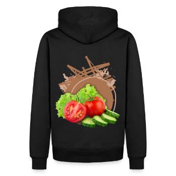Gemischter Salat mit Tomaten Gemüse Vegan-Design - Männer Premium Bio Hoodie - Schwarz - Hinten - Nico (187cm)