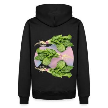 Épinards, épinards frais, épinards en feuilles, épinards - Sweat à capuche Premium bio Homme - noir - Dos - Nico (187cm)