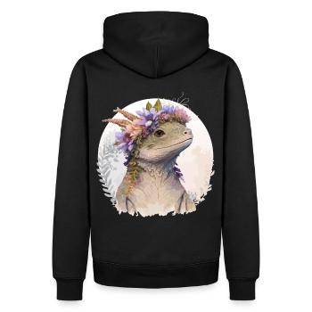 Watercolor Lizard Flower Crown Floral Reptile Love - Männer Premium Bio Hoodie - Schwarz - Hinten - Nico (187cm)