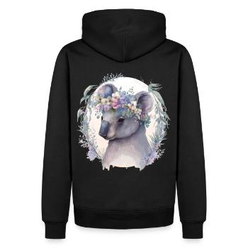 Cute Koala Bear Flower Crown Floral Koala Lover - Männer Premium Bio Hoodie - Schwarz - Hinten - Nico (187cm)