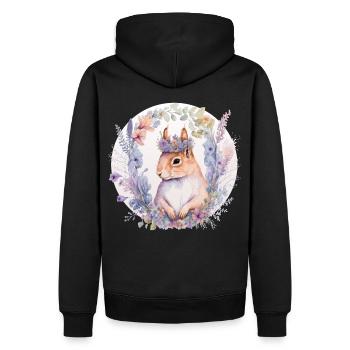 Cute Squirrel Flower Crown Animal Lovers - Männer Premium Bio Hoodie - Schwarz - Hinten - Nico (187cm)