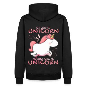 Licorne Kawaii, Licornes, Drôle de dicton - Sweat à capuche Premium bio Homme - noir - Dos - Nico (187cm)