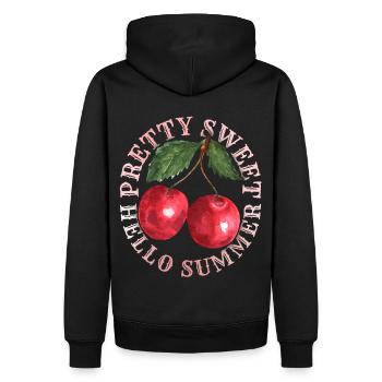 Cerise, cerise-fruit cerise-cerise Dicton d’été - Sweat à capuche Premium bio Homme - noir - Dos - Nico (187cm)