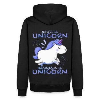 Licorne Kawaii, Licornes, Drôle de dicton - Sweat à capuche Premium bio Homme - noir - Dos - Nico (187cm)