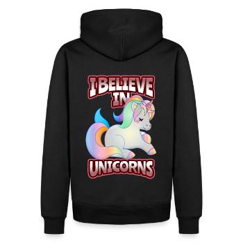 Licorne, Licornes Kawaii, drôle de dicton - Sweat à capuche Premium bio Homme - noir - Dos - Nico (187cm)