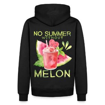 Melon, pastèque, été, drôle de dicton - Sweat à capuche Premium bio Homme - noir - Dos - Nico (187cm)