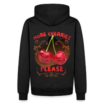 Kirsche Cherry-Fruit lustiger Spruch More-Cherries - Männer Premium Bio Hoodie - Schwarz - Hinten - Nico (187cm)