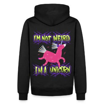 Licorne kawaii, licornes, drôle de dicton - Sweat à capuche Premium bio Homme - noir - Dos - Nico (187cm)