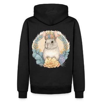 Aquarelle mignonne Chinchilla Couronne Floral Ani - Sweat à capuche Premium bio Homme - noir - Dos - Nico (187cm)