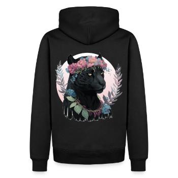 Mignon Aquarelle Noire Fleur Fanther Couronne Boho Ae - Sweat à capuche Premium bio Homme - noir - Dos - Nico (187cm)