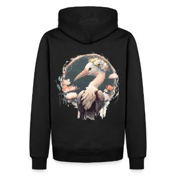 Cute Stork Bird Flower Crown Floral Birds - Männer Premium Bio Hoodie - Schwarz - Hinten - Nico (187cm)