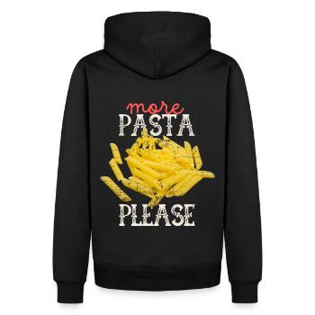 Pâtes, spaghetti aux macaronis drôle de dicton - Sweat à capuche Premium bio Homme - noir - Dos - Nico (187cm)