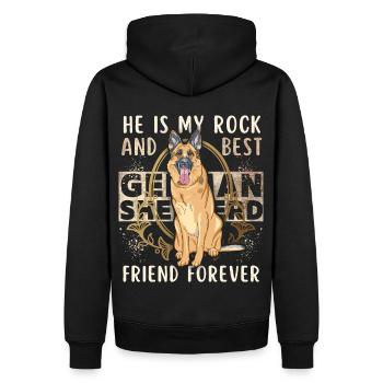 Deutscher Schäferhund, lustiger Spruch, Rassehund - Männer Premium Bio Hoodie - Schwarz - Hinten - Nico (187cm)