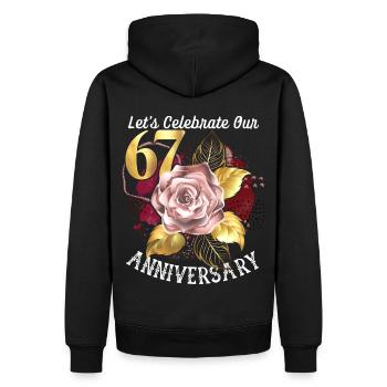 67e anniversaire, célébration d’anniversaire, anniversaire de mariage - Sweat à capuche Premium bio Homme - noir - Dos - Nico (187cm)