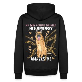 Deutscher Schäferhund, Rassehund lustiger Spruch - Männer Premium Bio Hoodie - Schwarz - Hinten - Nico (187cm)