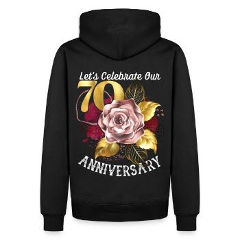 70e anniversaire, célébration d’anniversaire, anniversaire de mariage - Sweat à capuche Premium bio Homme - noir - Dos - Nico (187cm)