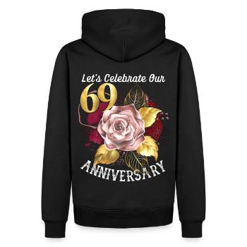 69e anniversaire, célébration d’anniversaire, anniversaire de mariage - Sweat à capuche Premium bio Homme - noir - Dos - Nico (187cm)