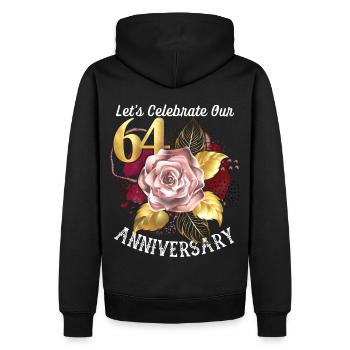 64. Jubiläum, Jubiläumsfeier, Hochzeitstag - Männer Premium Bio Hoodie - Schwarz - Hinten - Nico (187cm)