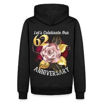62e anniversaire, célébration d’anniversaire, anniversaire de mariage - Sweat à capuche Premium bio Homme - noir - Dos - Nico (187cm)