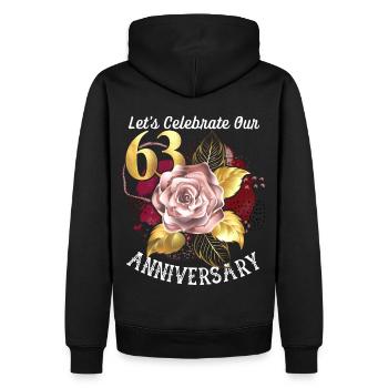 63e anniversaire, célébration d’anniversaire, anniversaire de mariage - Sweat à capuche Premium bio Homme - noir - Dos - Nico (187cm)
