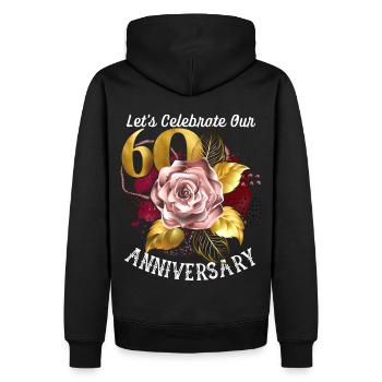 60e anniversaire, célébration d’anniversaire, anniversaire de mariage - Sweat à capuche Premium bio Homme - noir - Dos - Nico (187cm)