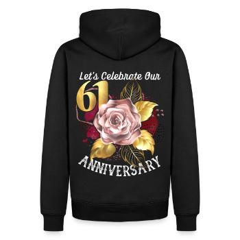 61e anniversaire, célébration d’anniversaire, anniversaire de mariage - Sweat à capuche Premium bio Homme - noir - Dos - Nico (187cm)