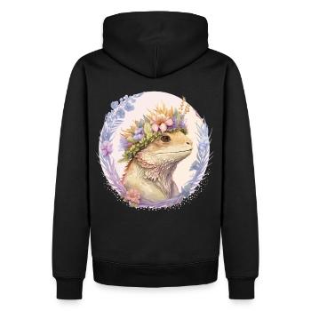 Floral Barbu Dragon Fleur Couronne Lézard Amour - Sweat à capuche Premium bio Homme - noir - Dos - Nico (187cm)