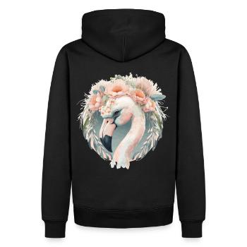 Mignon flamant blanc fleur exotique d’oiseau couronne Tropi - Sweat à capuche Premium bio Homme - noir - Dos - Nico (187cm)