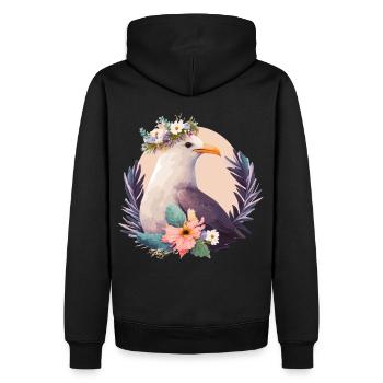 Cute Seagull Bird Flower Crown Floral Birds - Men’s Premium Organic Hoodie - black - Back - Nico (187cm)