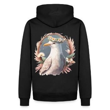 Seagull Bird Flower Crown Floral Seabirds - Men’s Premium Organic Hoodie - black - Back - Nico (187cm)