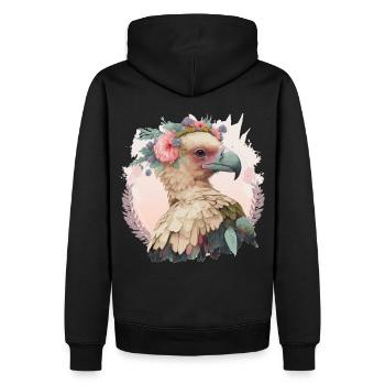 Cute Vulture Bird Flower Crown Floral Wild Birds - Men’s Premium Organic Hoodie - black - Back - Nico (187cm)