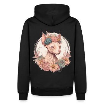 Cute Sphynx Cat Cat Flower Crown Cats Pet Kitten - Men’s Premium Organic Hoodie - black - Back - Nico (187cm)
