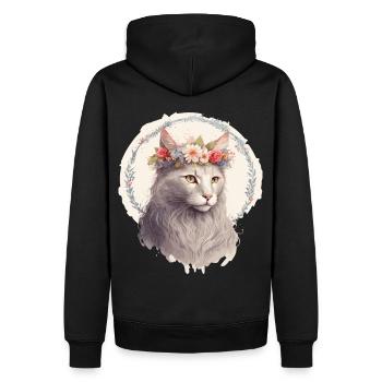 Mignon Angora Angora Cat Fleur Couronne Chats Pet Kitt - Sweat à capuche Premium bio Homme - noir - Dos - Nico (187cm)