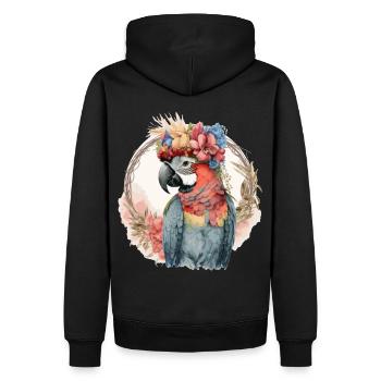 Colorful Parrot Watercolor Macaw Bird Flower Crown - Männer Premium Bio Hoodie - Schwarz - Hinten - Nico (187cm)