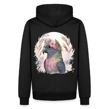 Watercolor Pionus Parrot Bird Flower Crown Pet Bir - Männer Premium Bio Hoodie - Schwarz - Hinten - Nico (187cm)