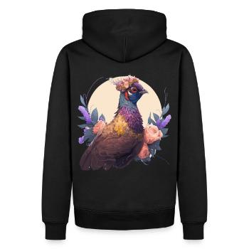 Cute Watercolor Pheasant Bird Flower Crown Pet Bir - Männer Premium Bio Hoodie - Schwarz - Hinten - Nico (187cm)