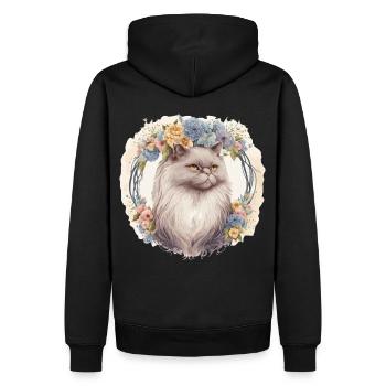 Cute Persian Cat Flower Crown Cats Pet Kitten - Männer Premium Bio Hoodie - Schwarz - Hinten - Nico (187cm)