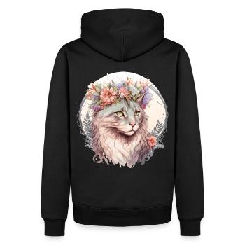 Cute Ragamuffin Cat Flower Crown Cats Pet Kitten - Männer Premium Bio Hoodie - Schwarz - Hinten - Nico (187cm)